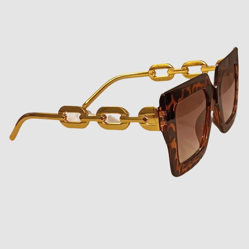 Gold Accent Chunky Leopard Print Sunglasses